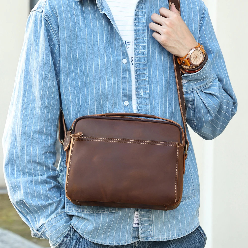 Imagem -03 - Joyir Couro Genuíno Pequenos Homens Bolsas de Mensageiro Crossbody para Bolsa de Trabalho Bolsa Vinatge Homem de Viagem Bolsa de Ombro