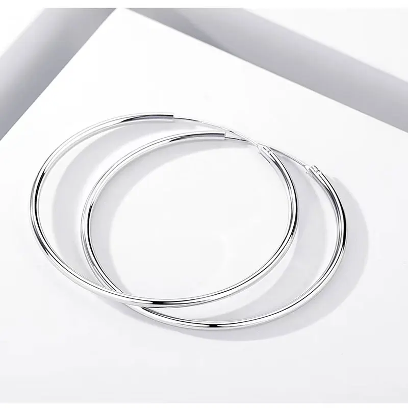 Somila 2022 Punk Mode 70mm Durchmesser Große Hoop Ohrringe Für Frauen S925 Ohrringe Brincos Schmuck Zubehör 3,0 MM Cерьги kольца – Detail 5