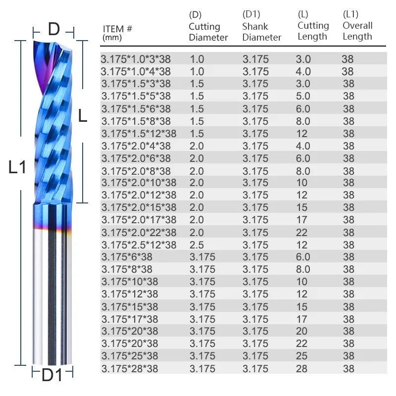 Imagem -06 - Xcan-single Flute End Mill Cutter 3.175 mm Shank Carbide Spiral Router Bit para Carpintaria Cortador Cnc 10 Pcsfresas para Tupia de Madeira