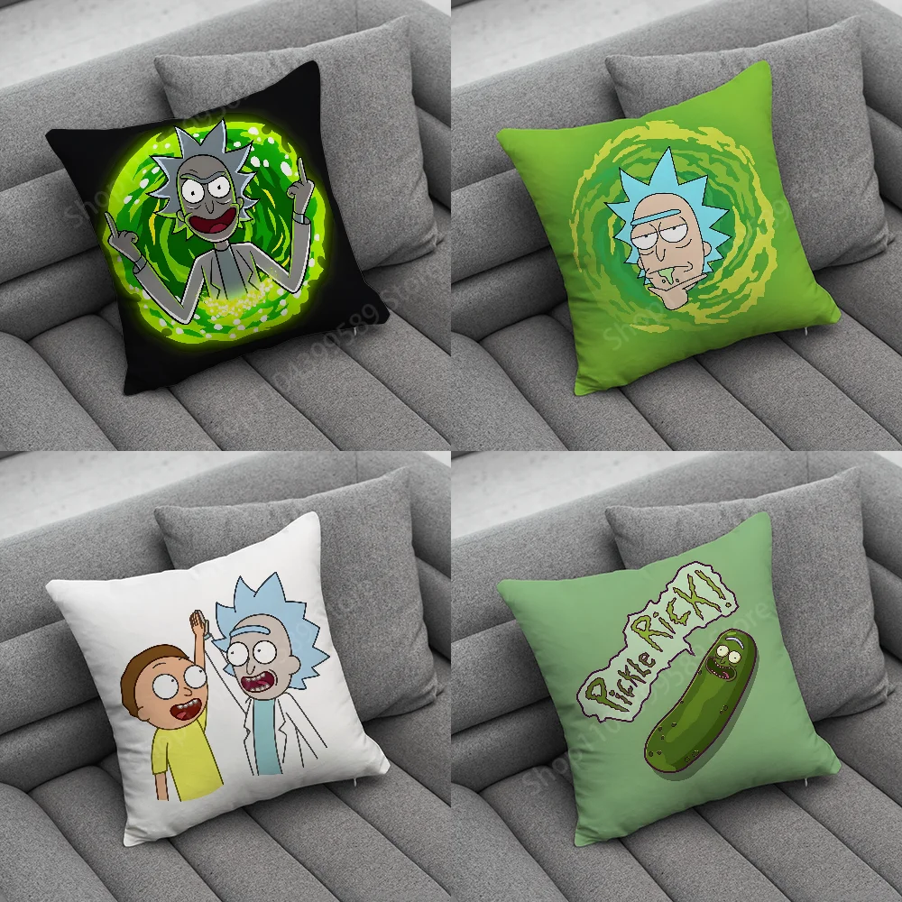 Cartoon R-RickS-S Pillow Case Soft Cushion Cases for Farmhouse Sofa Decor Home Decorations and Protector