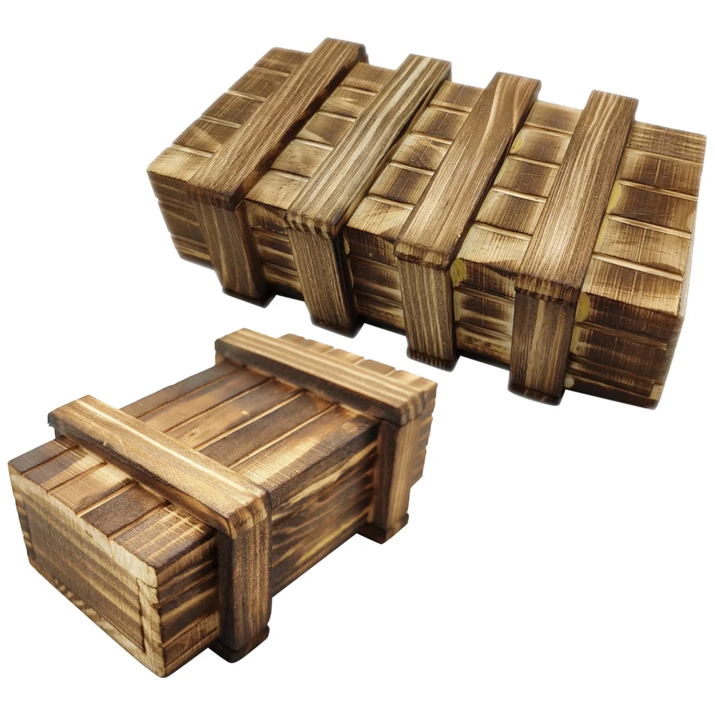 

2 Pcs Kids Puzzles Classic Educational Toys Boxes Double Open Wood for Challenge Child