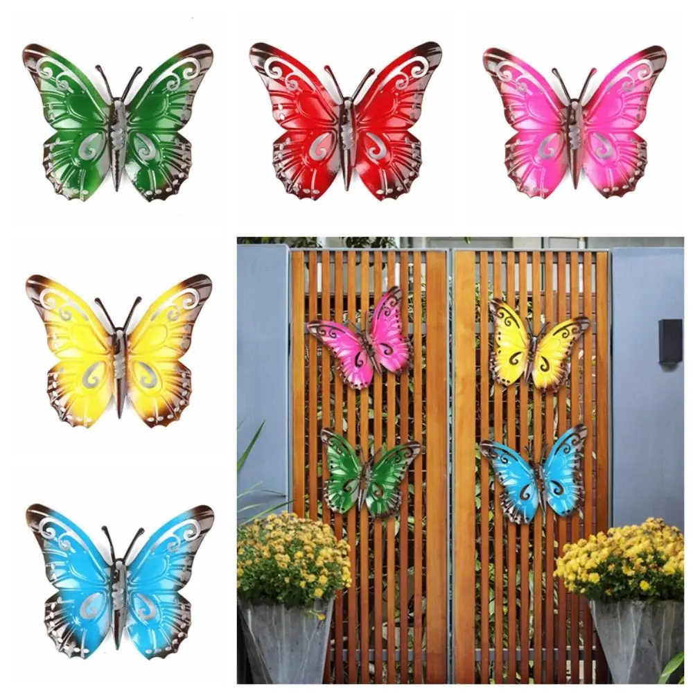 Retro Butterfly Metal Wall Art Handmade Wall Hanging Garden Butterfly Sculpture Iron Realistic Metal Butterfly Wall Decor