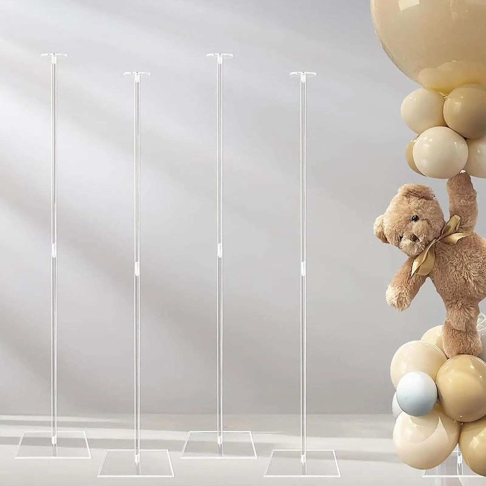 

Набор из 4 подставок для шаров с основанием-башней и акриловыми прозрачными стержнями для шаров для фестивалей, юбилеев, свадеб, Рождества, дней рождения