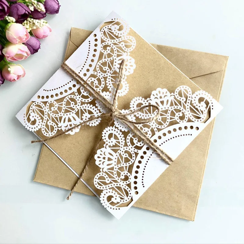 10/20/50pcs Laser Cut Invitation Card Birthday Wedding Banquet Evening Party Guest Invitation Card Festival Greeting Cards