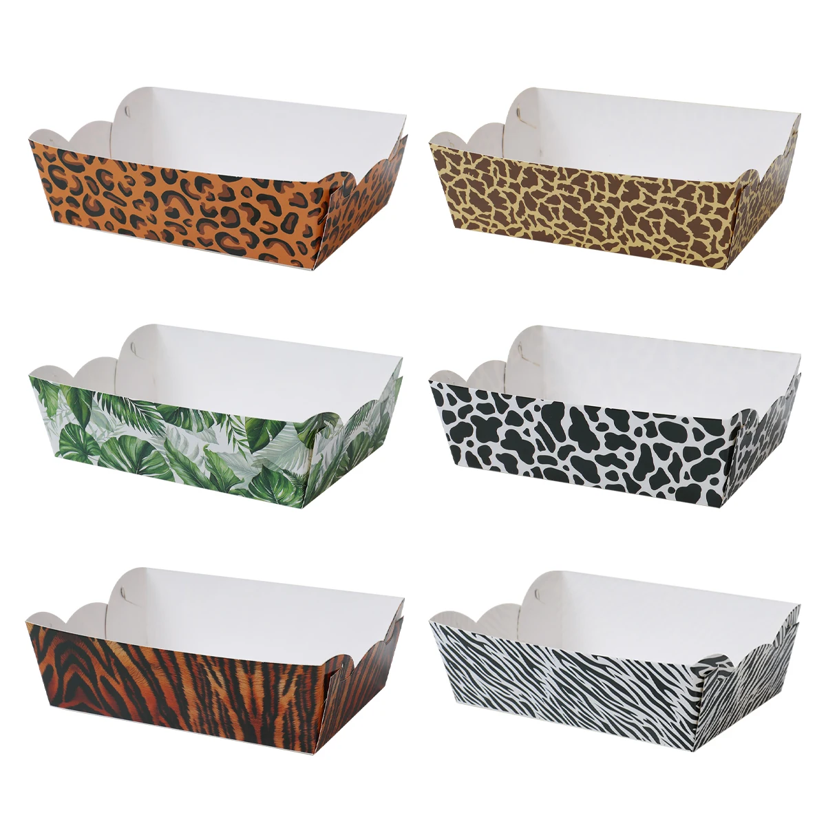 Jungle Animal Party Supplies Mini Snack Trays Leopard Print Paper Food Trays Safari Theme Birthday Party Decorations Baby Shower