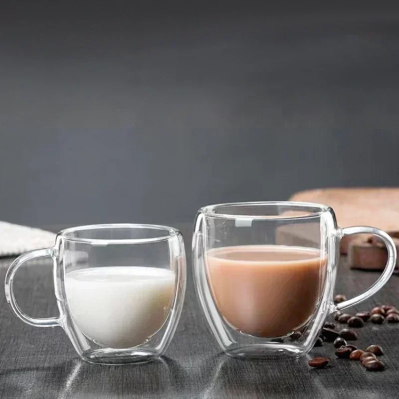 150-450ml Transparent Coffee Cup Double Wall High Borosilicate Glass Milk Water Cup Household Insulated Juice Espresso Cup