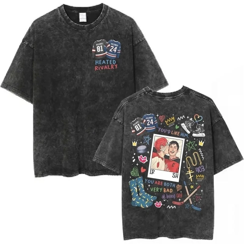 

Vintage Washed Heated T-shirts Men Women Clothing Fashion Short Sleeve Oversized T Shirts Streetwear