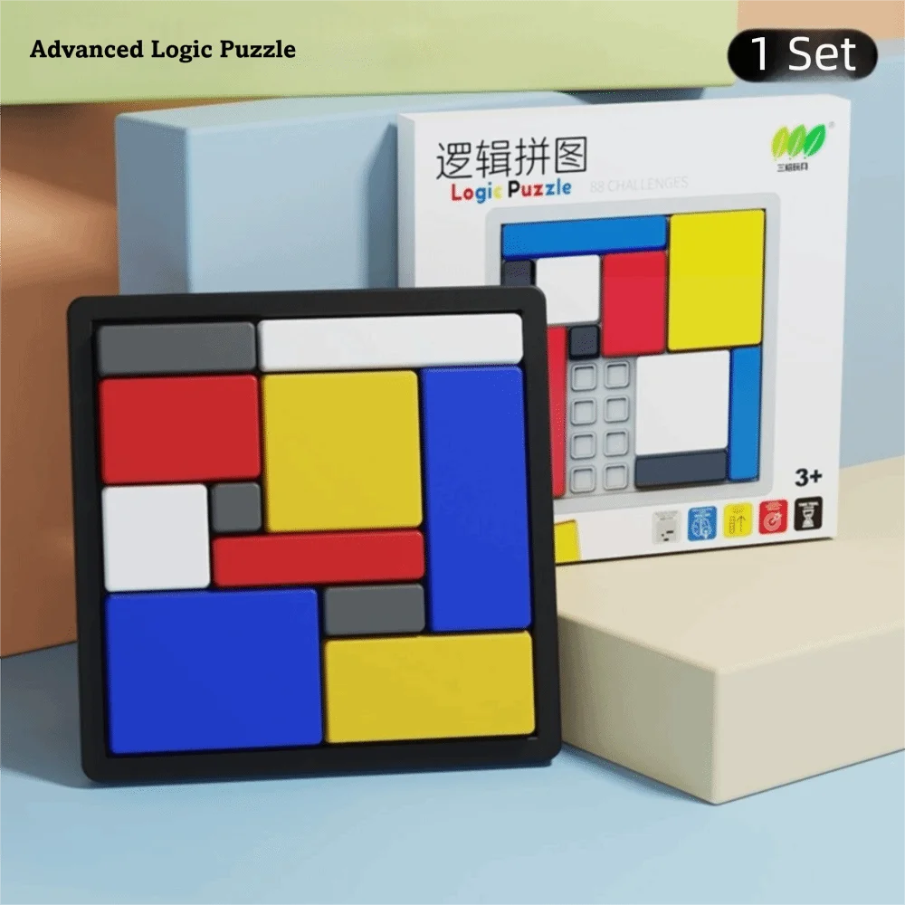 ABS Logical Thinking Training Puzzles Colorful Cognitive Development Intelligence Cubes Geometric Shape Jigsaw Board Games