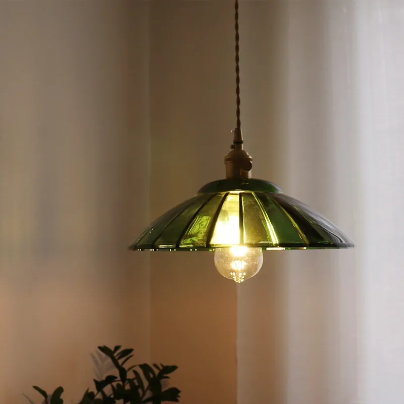 

Bedroom small chandelier Japanese small fresh homestay bar window restaurant study green glass small chandelier