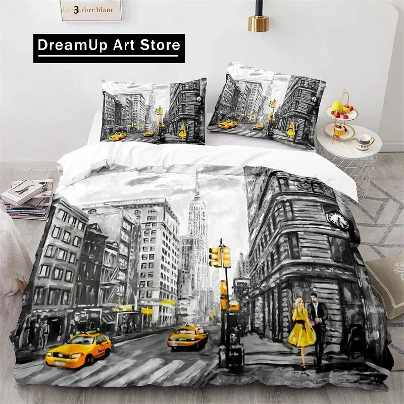 Statue of Liberty Duvet Cover King Size Microfiber World Famous Building Bedding Set New York Landmark Cityscape Comforter Cover