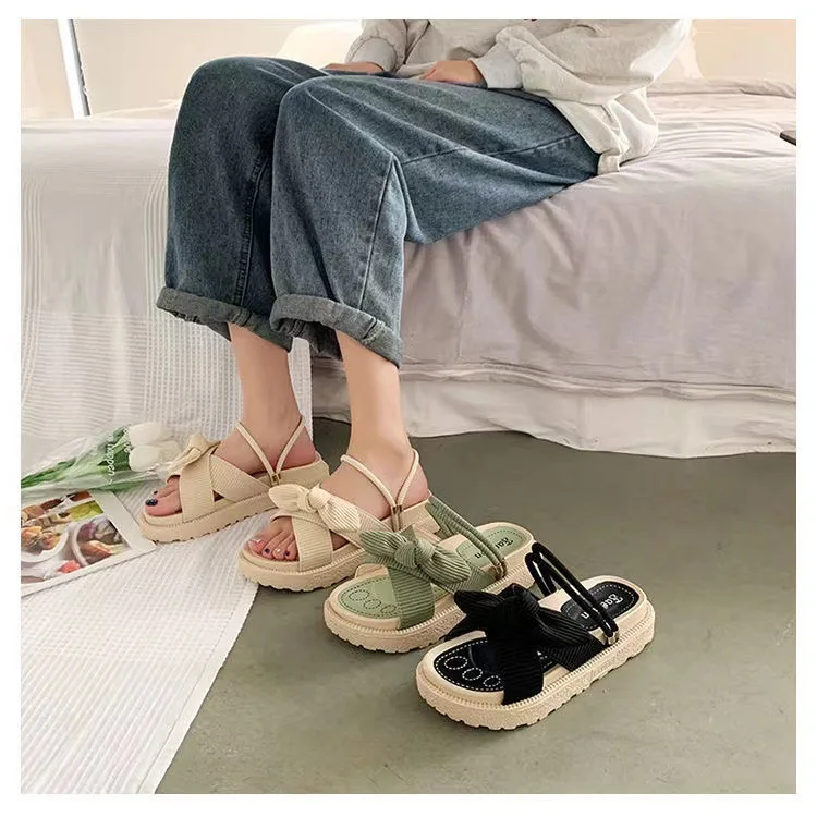 Dropshipping Women Sandals Summer Fairy Style Flower Sandals Fashion Student Platform Ladies Slippers 2024 New Clogs Female Shoe