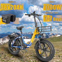 Ridstar MN20 Ebike 1000W Motor 48V20AH Battery Electric Bicycle Max Speed 50KM/H Adult 20*4-inch Fat Tire Off-road Electric Bike