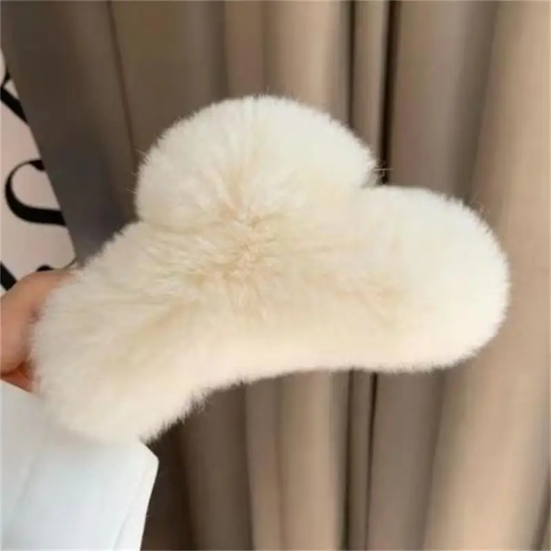 Winter Faux Fur Hair Claw For Women Girl Plush Hair Clip Barrette Crab Hairpin Back Head Ponytail Hair Accessories Headwear