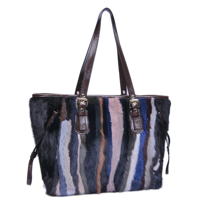 2023 new big-name mink fur, fur, cow fur, real fur, large capacity Tote large bag, one-shoulder temperament women's bag