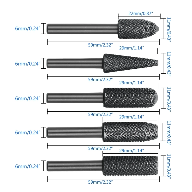 367D Steel Rotary Rasp File 1/4Inch Shank Rotary Craft File Rasp Burrs Wood Bit Grinding Power Woodworking Hand Tool