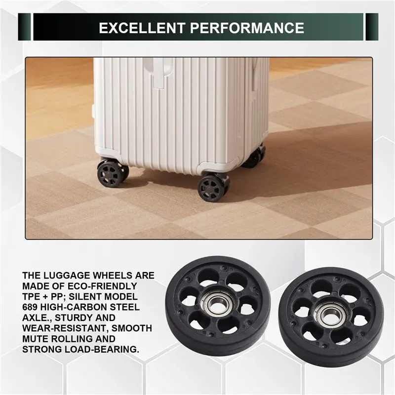 B50C For Replacement Luggage Wheels 2PCS 50X12mm Low-Noise Rolling Bearing For Travel Suitcase Caster