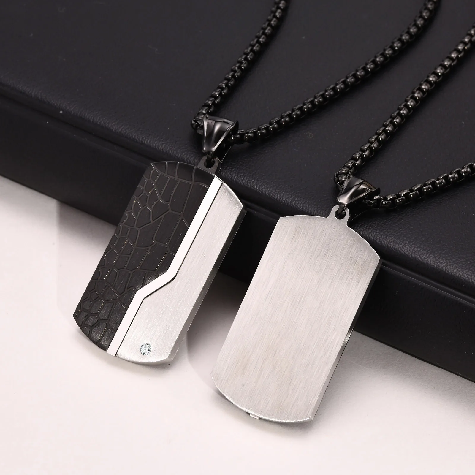 Valentine's Day Gift Stainless Steel Jewelry Dog Tag Man Necklace Pendant  For Wedding Birthday Party Dad Boyfriend