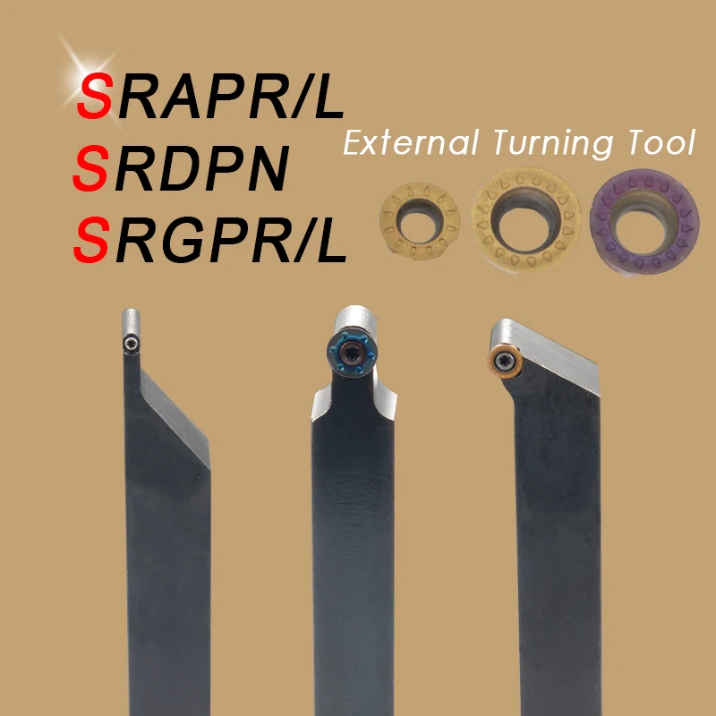 SRDPN1212H10 SRGPR1010H10 SRAPR1010H10  External Turning Tool Holder Boring Bar RPMT10T3MO RPMT08T2MO Carbide Inserts