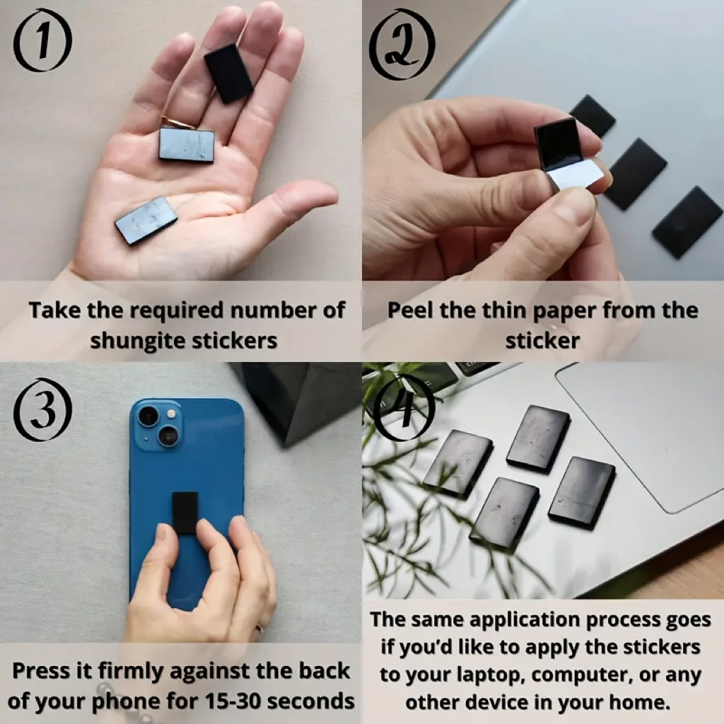 1/3/5 قطعة من رقع الهاتف Shungite الطبيعية، ملصقات مستطيلة من الجرافين المصقول يدويًا، مثالية لعيد الميلاد وعيد الشكر وعيد الحب