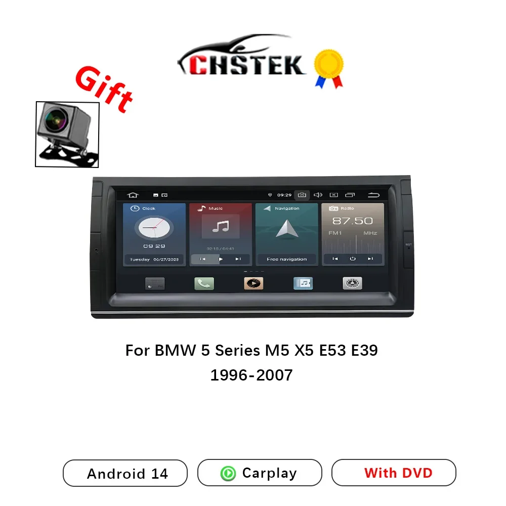 

Автомобильный радиоприемник CHSTEK Carplay GPS для BMW 5 серии E39 X5 E53 M5 Land Rover Range Rover 1996-2007, мультимедийная стереосистема WIFI Android 14