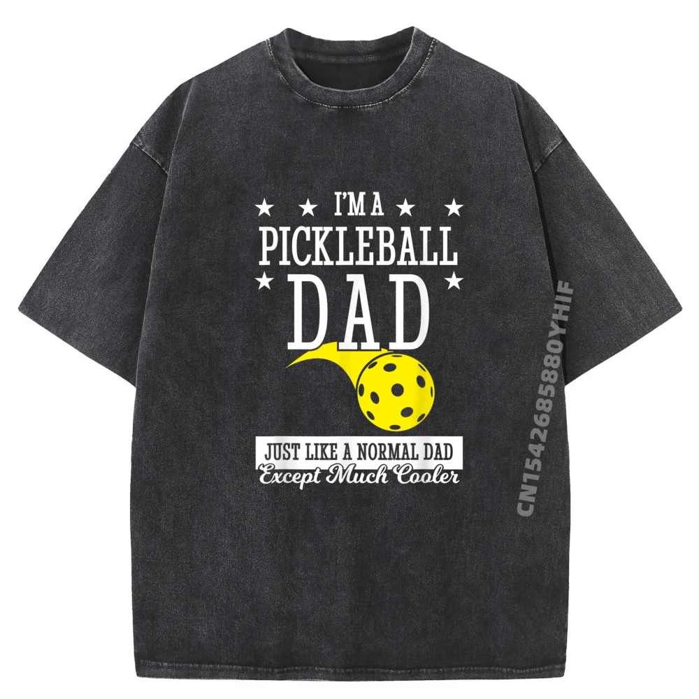 

Funny Printed Tops Pickleball Dad Much Cooler Streetwear Men Gifts For Men Graphic Tees Mens Casual Washed Clothes