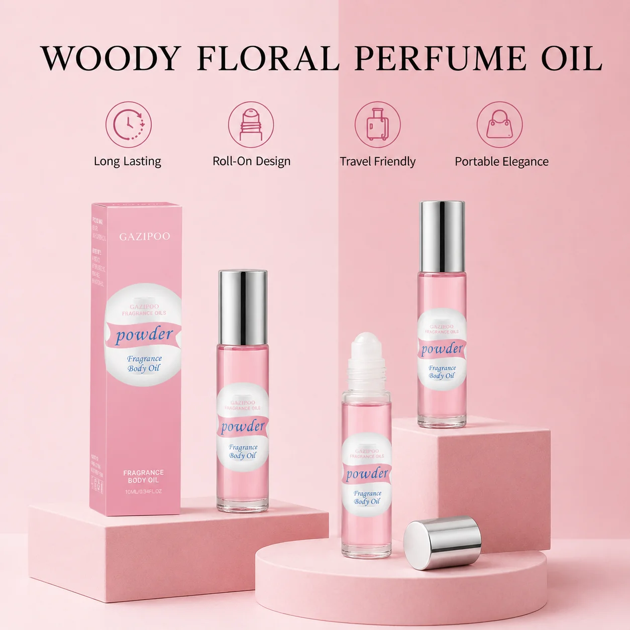10ML Roll‑On Pheromone Oil - Portable Fragrance Oil,Tea Rose Saffron Sandalwood Woody Floral Scent Eau de Parfum for Traveling