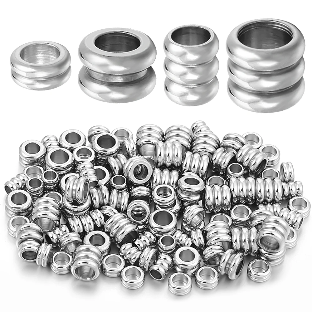 10-20PCS Edelstahl Perlen Für Schmuck Machen Rohr Spacer Perlen Charms Slider Große Loch Perlen DIY Leder armband Erkenntnisse – Detail 4