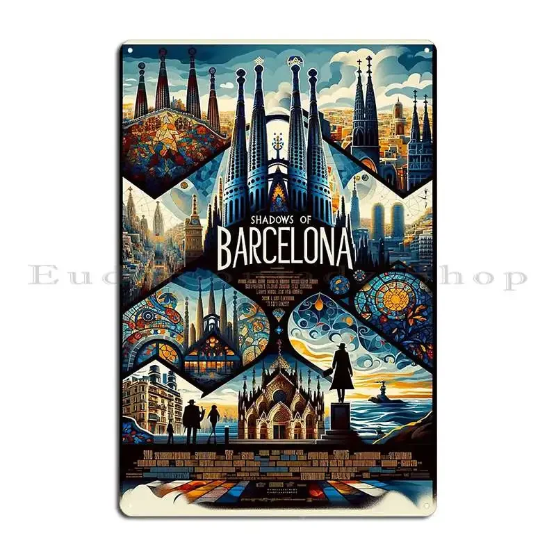 Barcelona Familia Metal Sign Wall Decor Create Plaques Wall Mural Cinema Tin Sign Poster