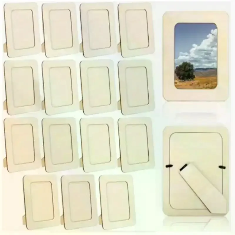 Wooden Picture Frames, DIY Hand Crafted Contemporary Style, Table Display, Perfect for Family Memories and Home Decoration