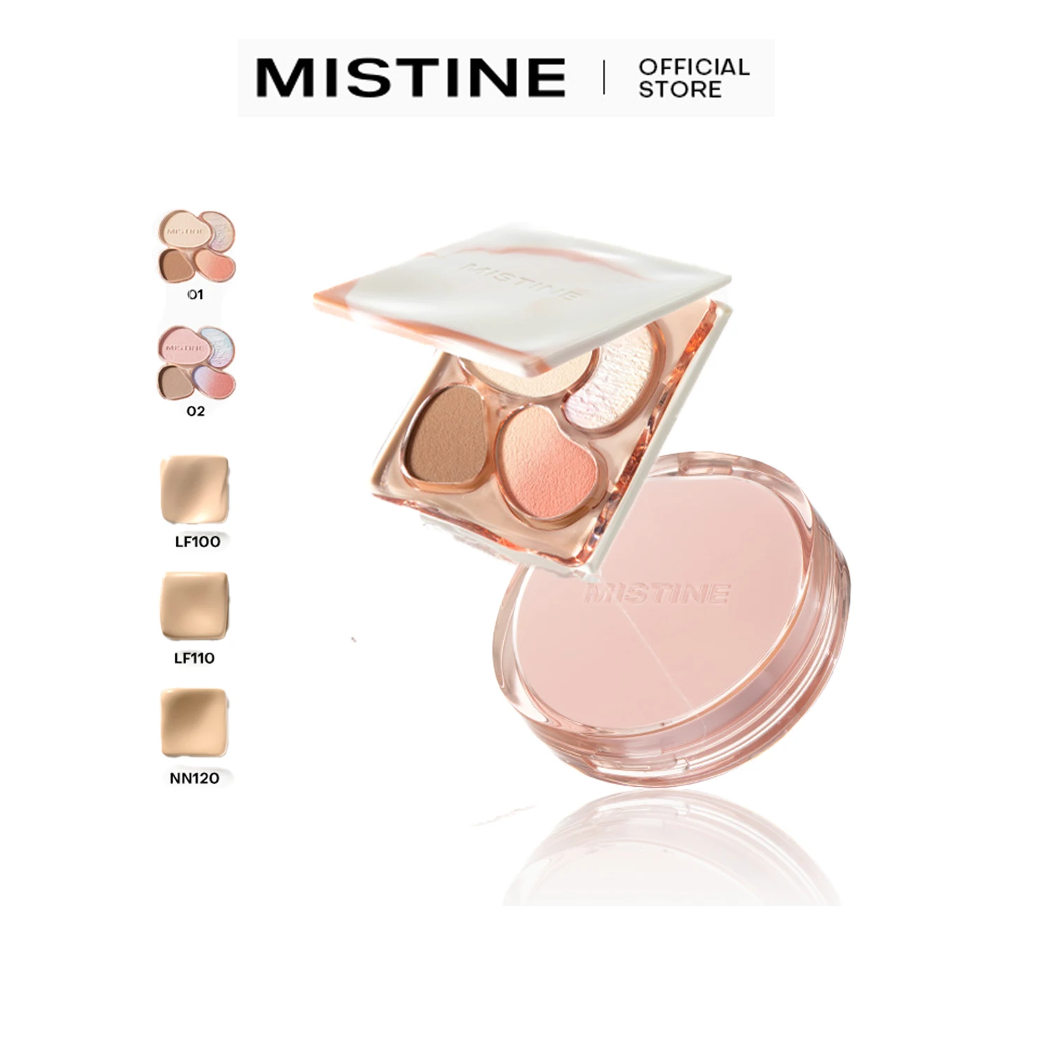 

Mistine Air Cushion с натуральной росистой отделкой 13 г и палитра контурных румян тайской латте для хайлайтеров, румян, теней для век 12 г