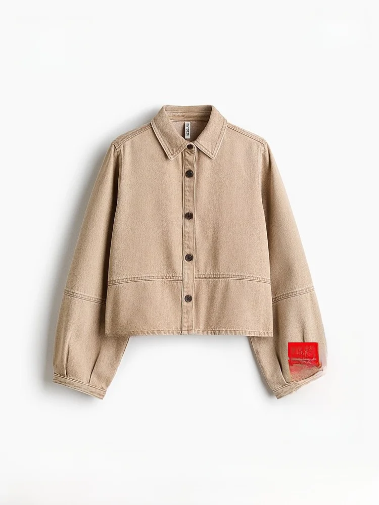 

Spring New Women's Denim irt Casual Sle Long Sve Button up Fit H&M 36698 Cotton Lyocell Blend Comfortable Dr irt