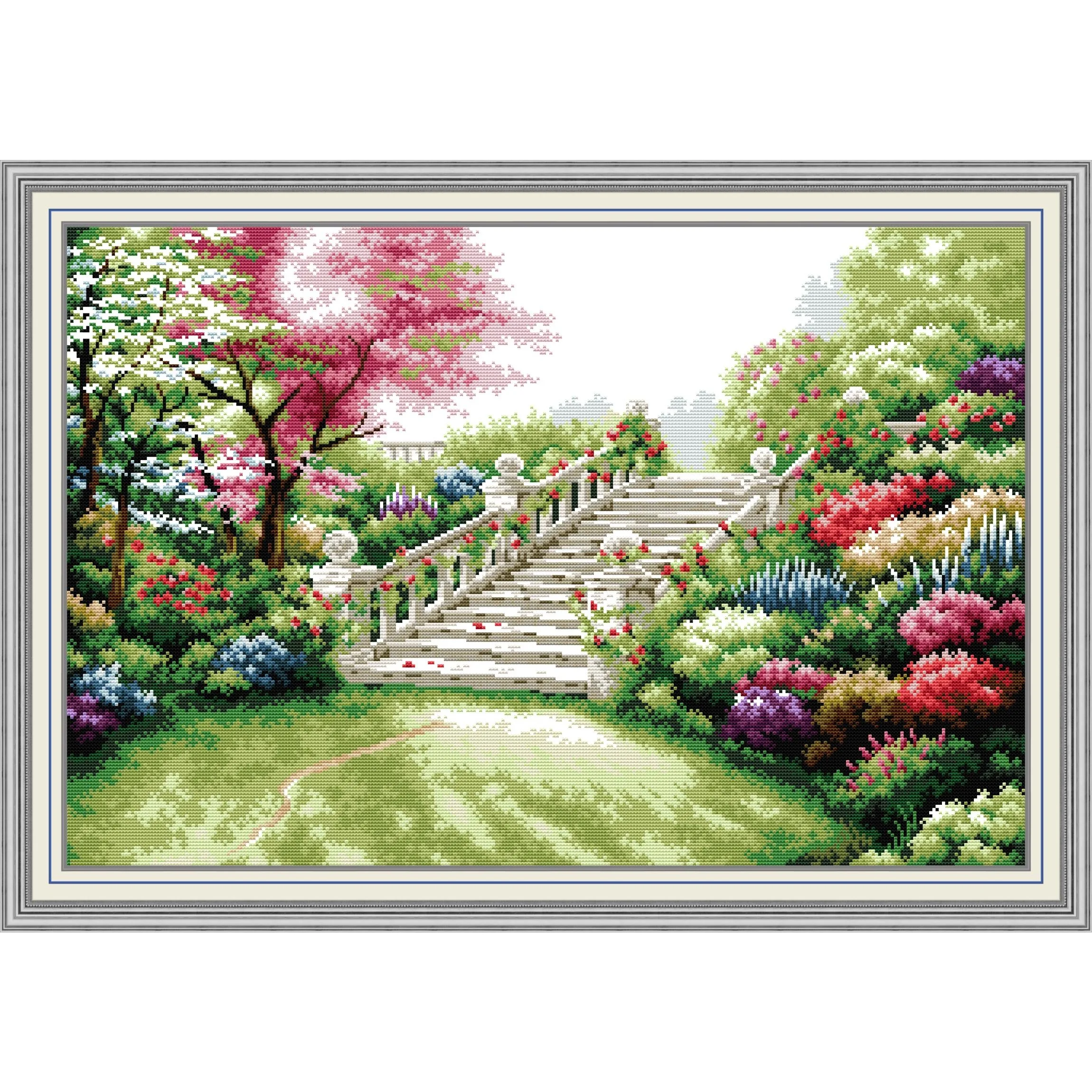 

Комплект для вышивки крестом Soulgift с предварительной печатью, штампованная ткань Аида с нитками DMC, набор для вышивания - красивый пейзаж на мосту