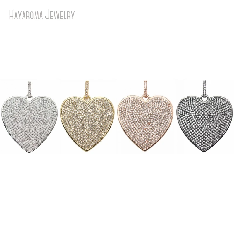 10Pcs Hearts Heart Shape Point Black Gift For Her Jewelry Wholesale Copper Invisible Setting Pendant PM24467