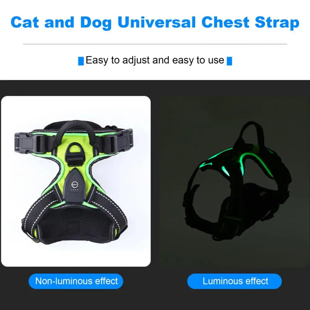 Pet Harness Rechargeable Led Dog Harness for Night Walking Adjustable Glow Vest for Small Medium Dogs Pet Chest Strap Soft Dog