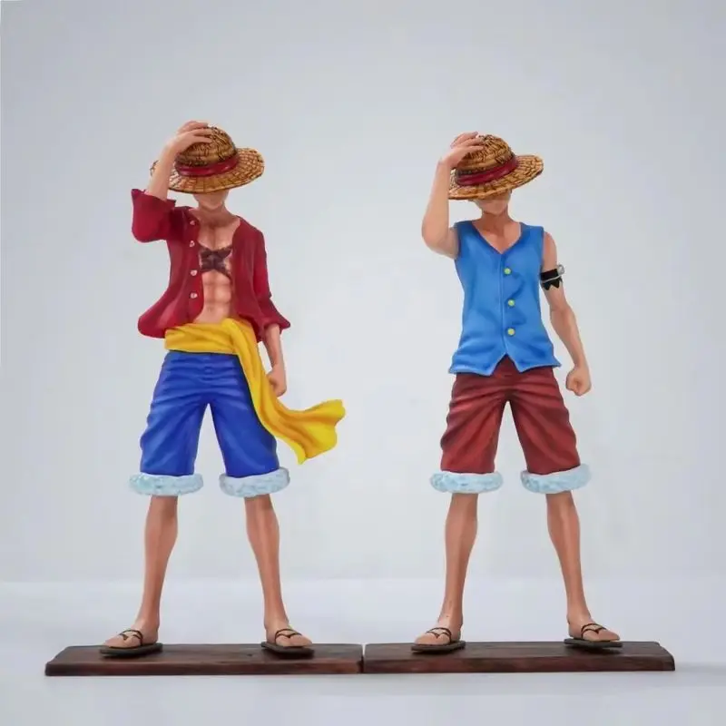 

Hot One Piece Toy Figures Straw Hat Luffy Two Years Ago Jtc2 Luffy Double Man Cartoon Statue Model Ornament With Base Gift