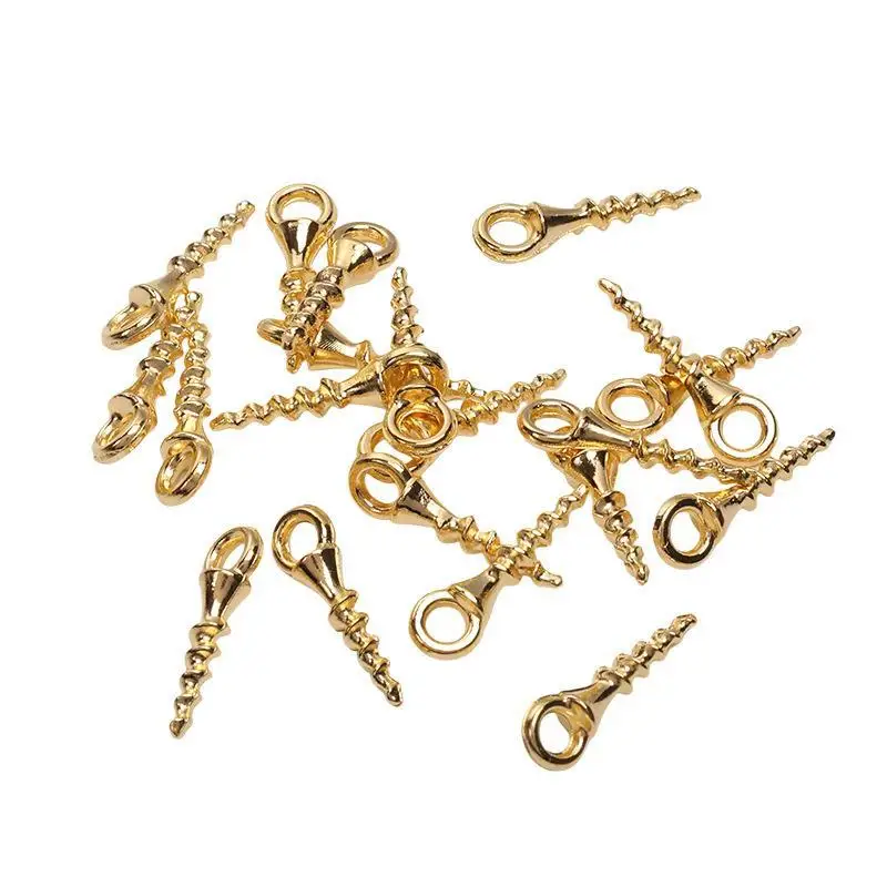 100 Pcs Mini Metal Screws Jewelry Bails Portable DIY Craft Supplies for Bracelet Necklace Pendant Making