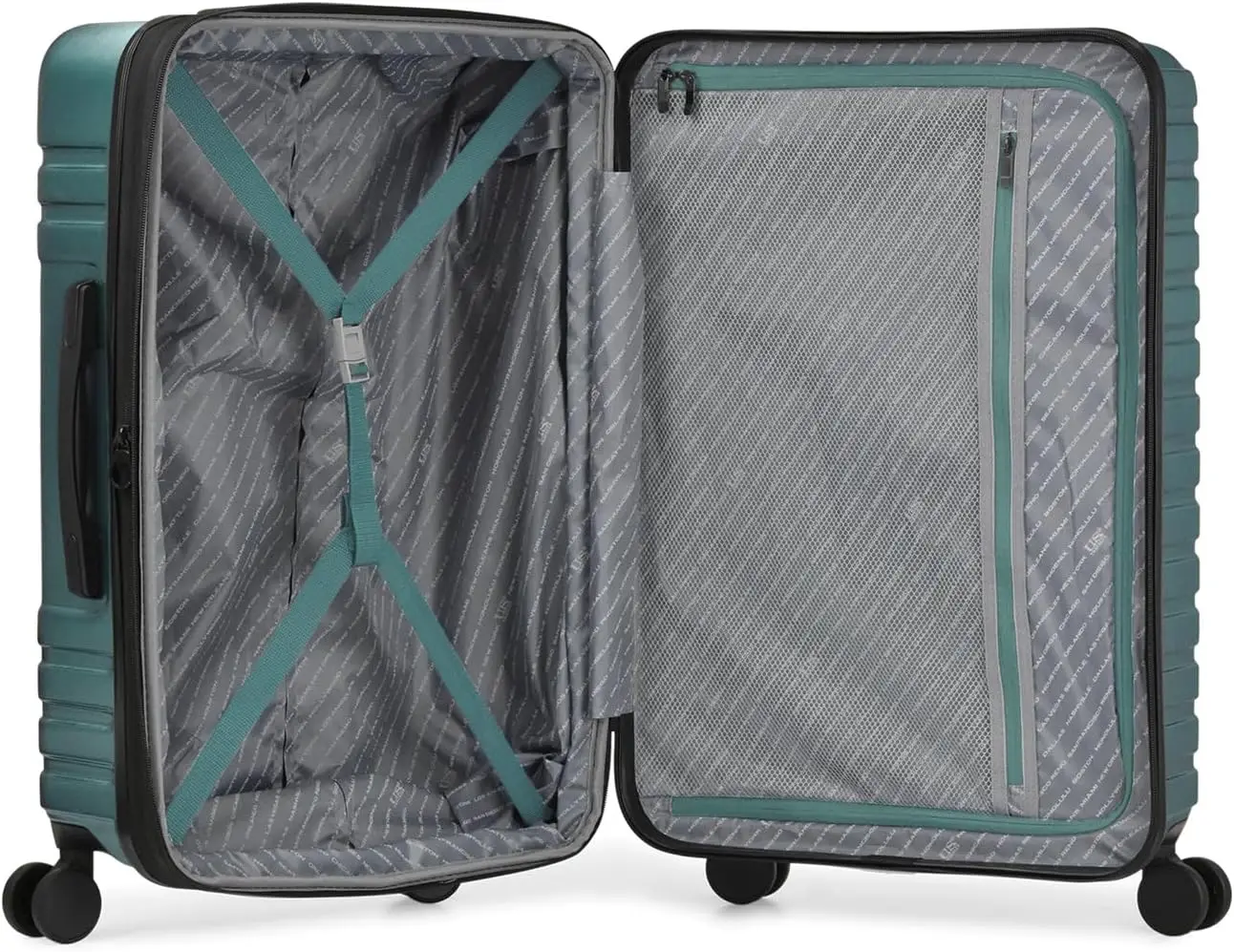 EUA viajante Boren-policarbonato Hardside robusto mala de viagem, bagagem com 8 rodas Spinner, alça de alumínio, Teal, 3 pcs