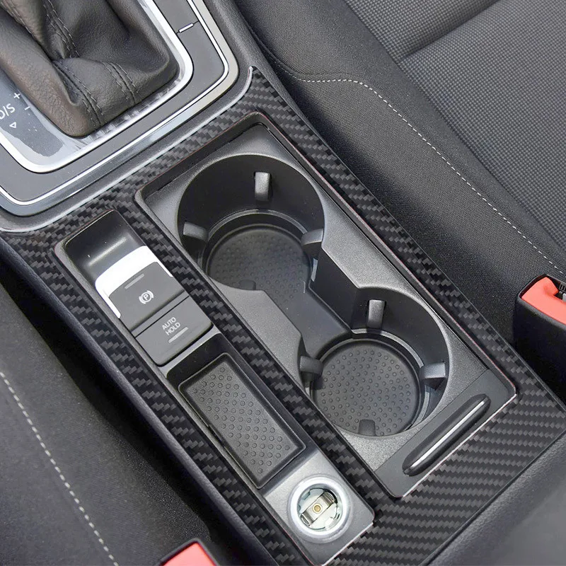 Carbon Fiber Gear Shift Panel Cup Holder Panel Decorative Stickers Trim Strip Cover For Volkswagen Golf 7 Interior Accessories
