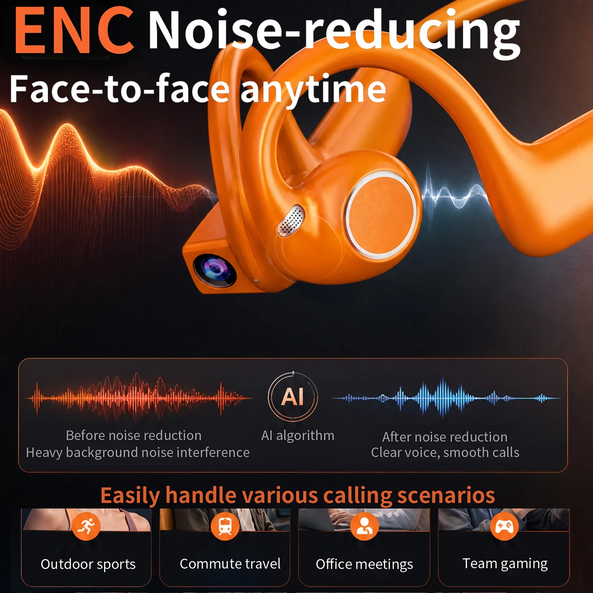 2026New 800W Pixel Camera Smart Earphones Men Video Recording AI Photo Recognition Bluetooth Call Voice Translation Headphones view 5