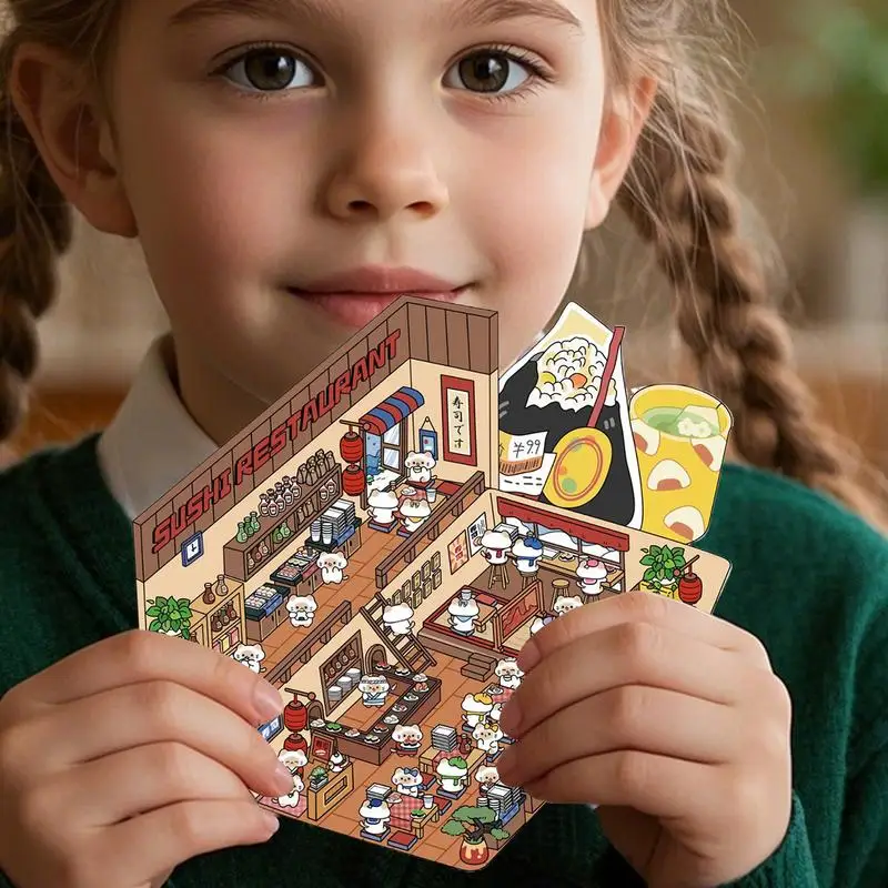 Sticker Scenes For Adults 3D Wall Stickers Make Your Own Miniature Shop Scene Decal Creative Decoration For House Room Notebook