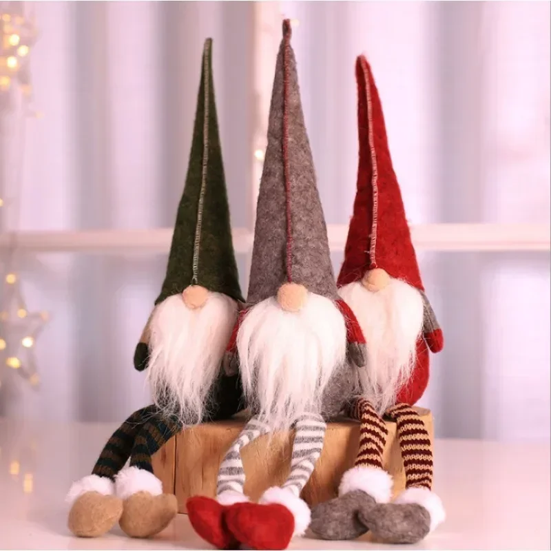 

3Pcs Gnomes Christmas Decorations Handmade Santa Scandinavian Tomte Plush Gnom Home Tabletop Ornaments New Year Gift for Kids