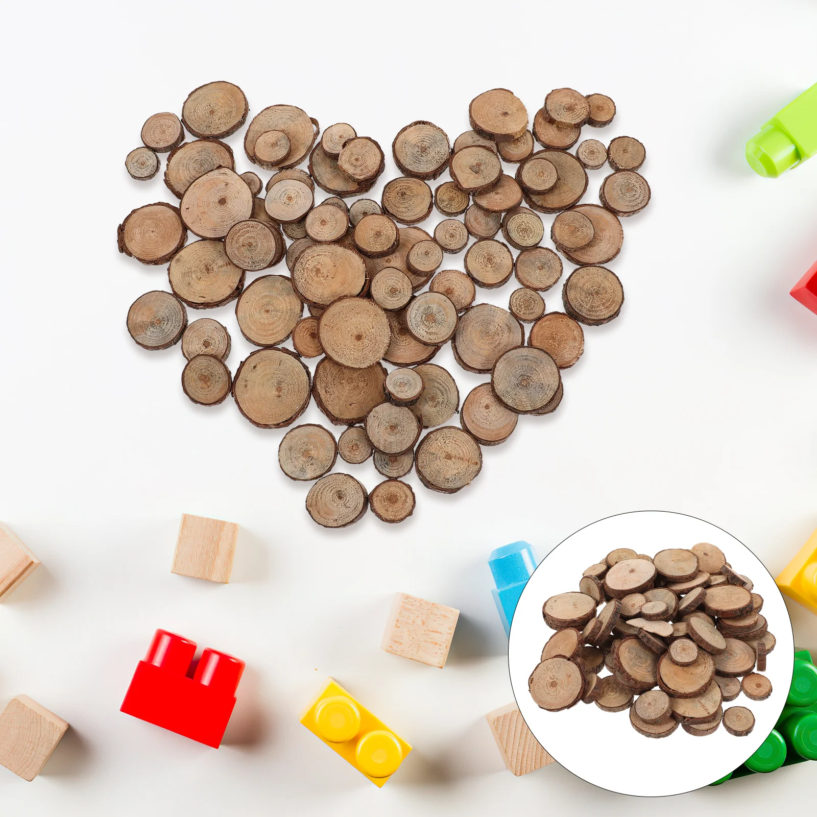 

100Pcs Round Wood Piece Prop Small Size 1-3cm Creative DIY Wedding Festival Party Photography Craft Decoration Mini Log Slices