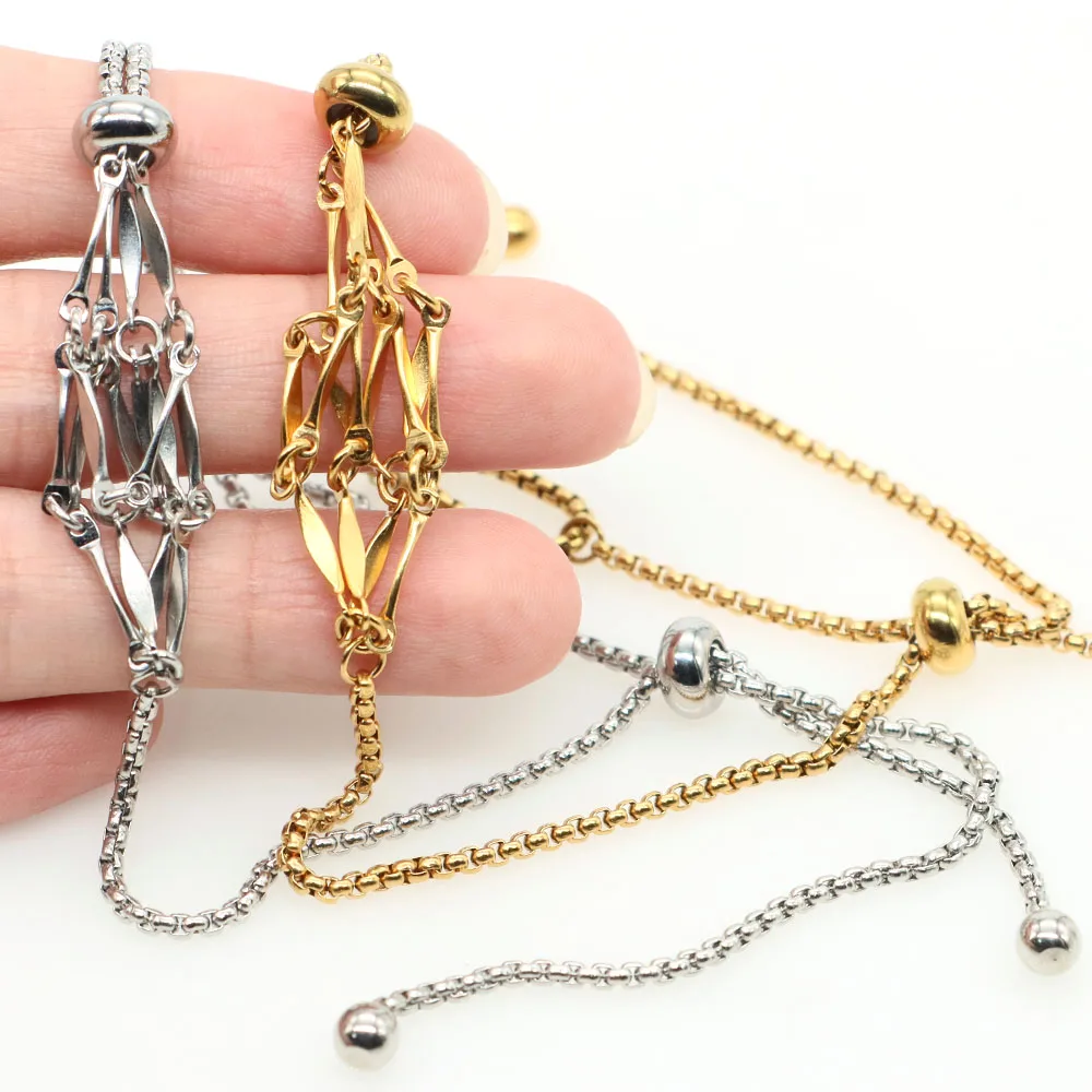 Crystal Bracelet Cage Empty Stone Holder Stainless Steel Chain Adjustable Net Bag Bangle Natural Gemstone Jewelry Accessory Gift