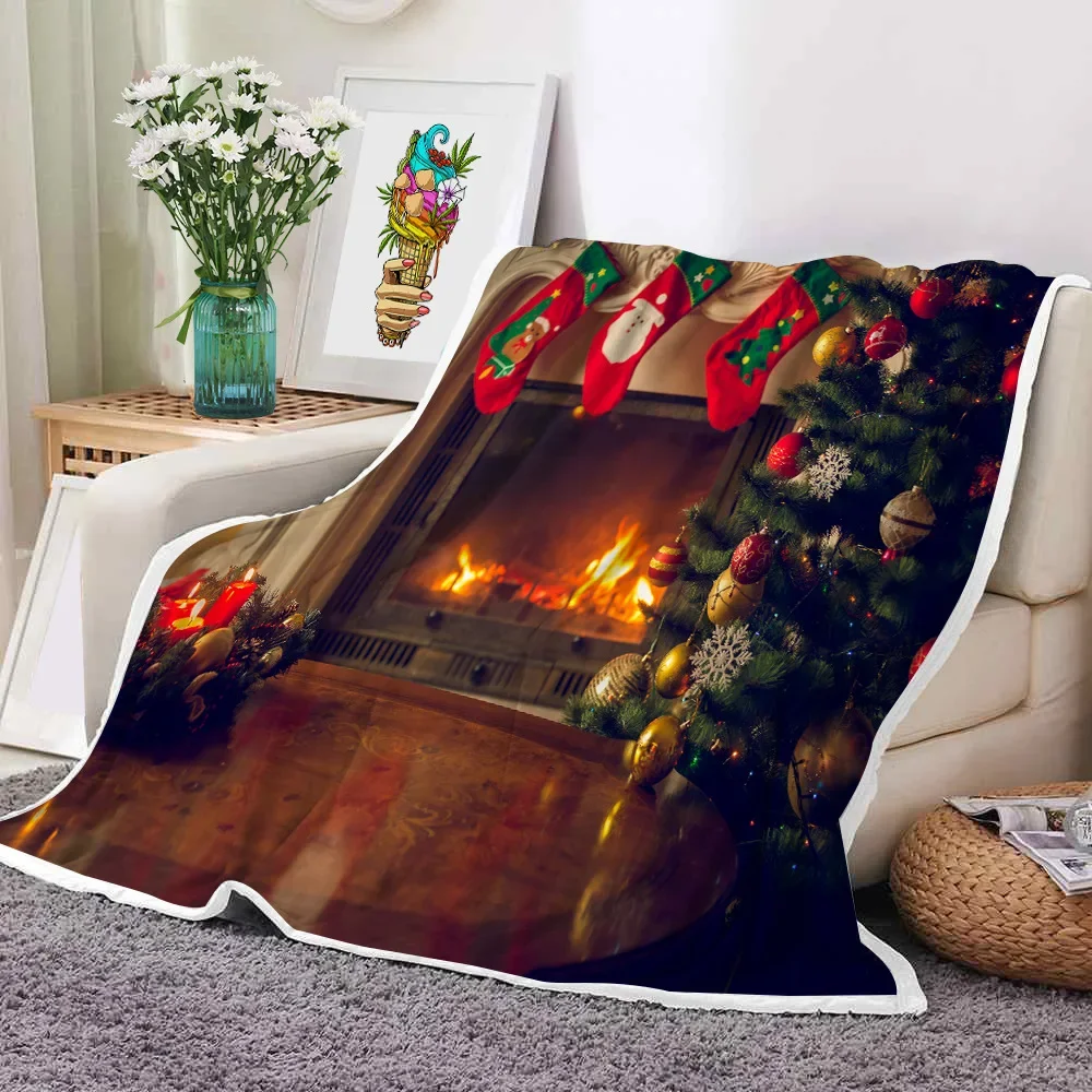 

Christmas Theme Throw Blanket Flannel Fleece Room Couch Sofa Home Bedspread Blanket for Kids Girl Christmas Gift Comforter Warm