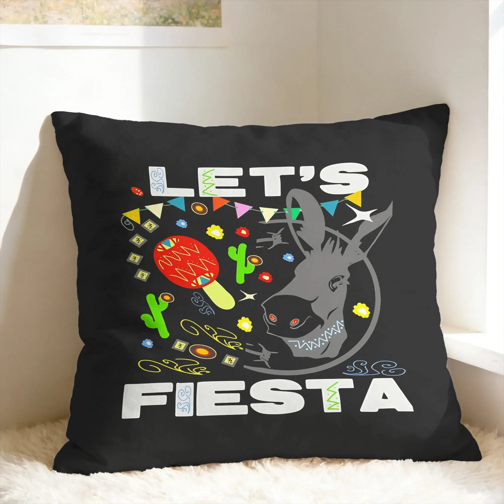 Let's Shirt Party Fiesta Pillow Cover  Morden Pillow Case For Sofa Bedroom Home Decor Comfy Pillowcases Gift Idea