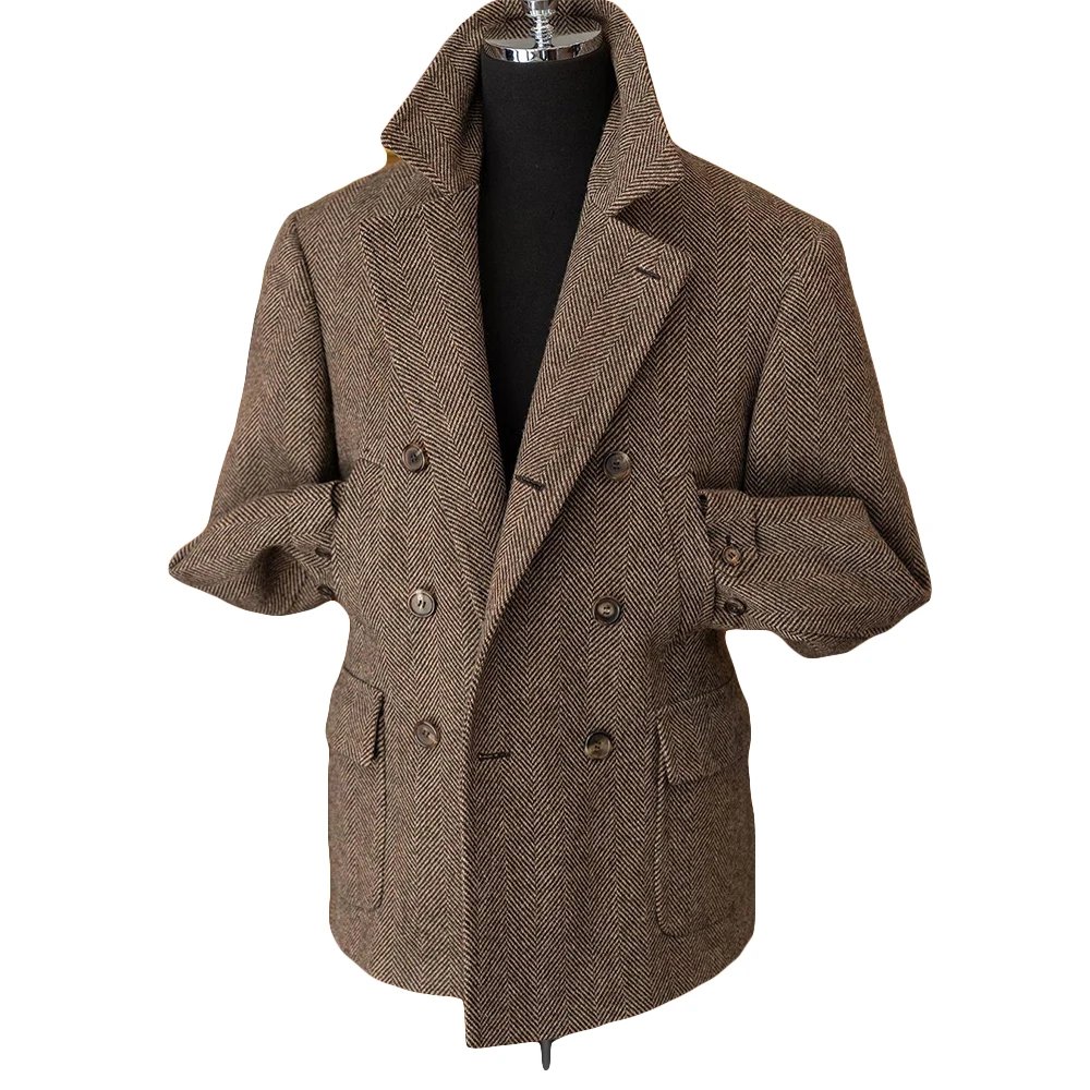 Trajes Vintage de una pieza para hombre, chaqueta de negocios, esmoquin de boda de espiga personalizado, novedad en invierno