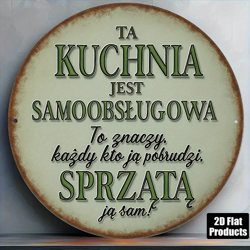2D Flat - 1pc 2D Flat, 8*8 Inch Round French Aluminum Sign, Vintage Decorative Plaque about 