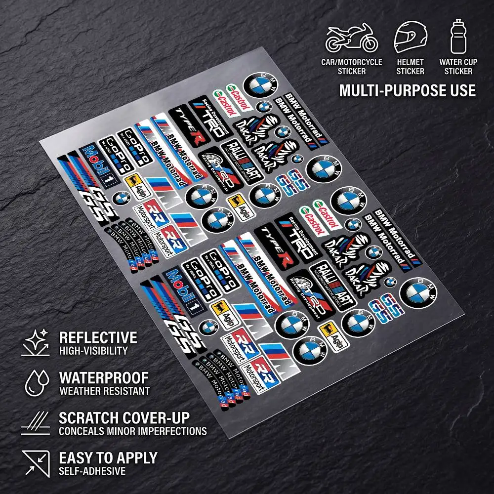 B-bMw-W Waterproof Reflective Scratch Cover Sticker Universal Decor Decal For Car Motorcycle Helmet Refrigerator