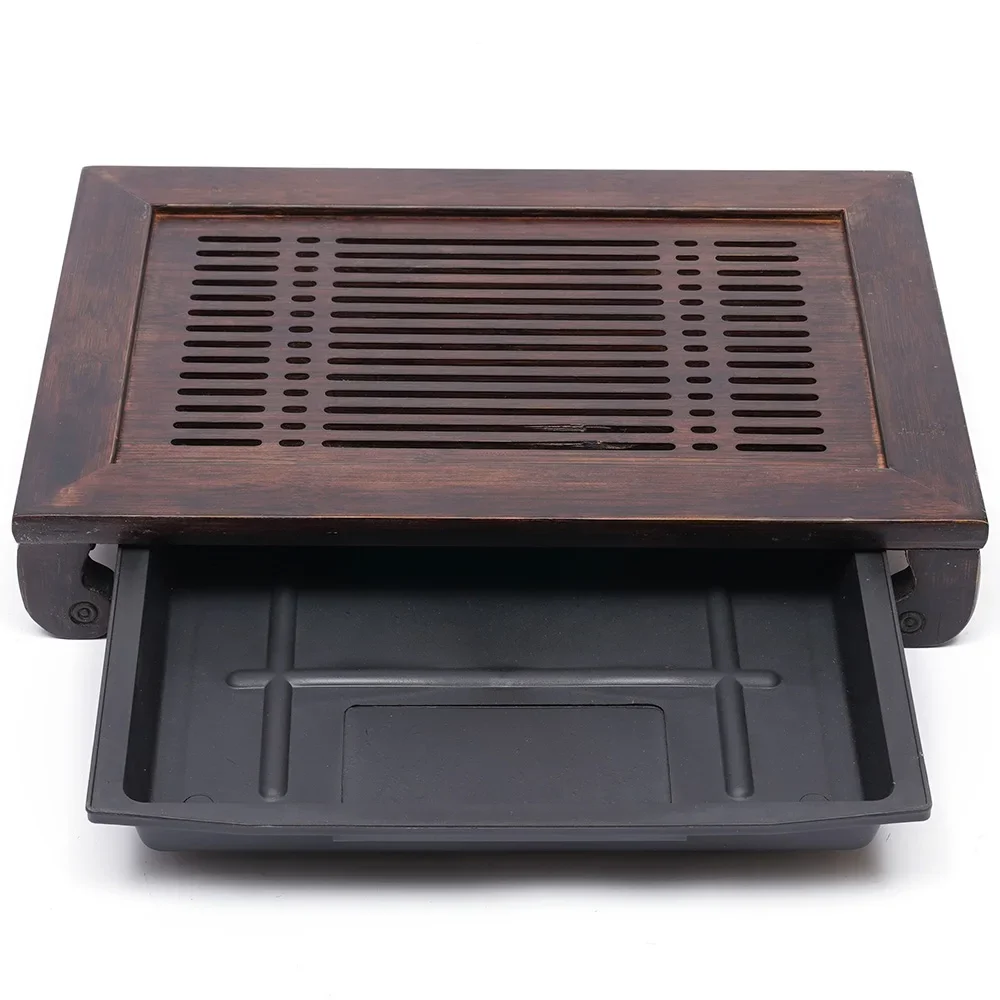 

Portable Tea Storage Cabinet, 1000ml Capacity, Walnut Bamboo, Rectangular Shape, Tea Tray Functionality for Tea Organization