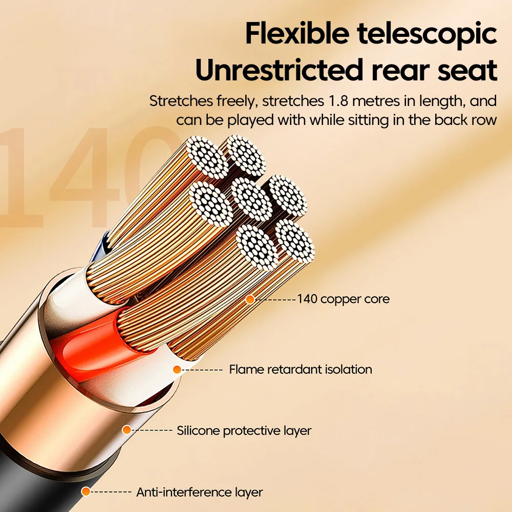 5A Spring Data Cable 100W Retractable USB Type C Cable for Samsung Huawei Xiaomi PD Fast Charging Cable for iphone 15